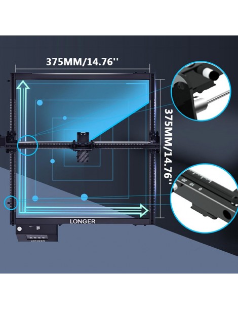 LONGER RAY5 20W Incisore laser spot laser 0 08*0 1 mm touchscreen a colori chipset 32 bit connessione APP 375*375 mm Moda