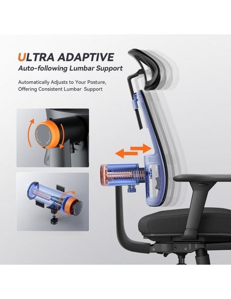 NEWTRAL MagicH-BP Sedia ergonomica con poggiapiedi schienale auto-avvolgente supporto lombare adattivo - Nero Ultimi tre giorni