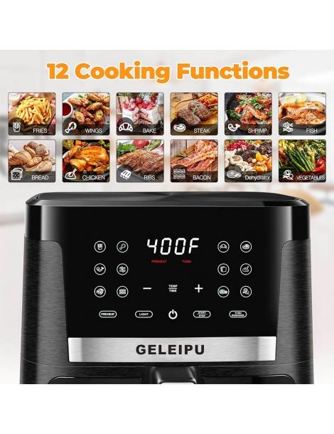 GELEIPU DL27 Friggitrice ad aria da 7 5 quarti potenza 1700W finestra di visualizzazione funzioni 12 in 1 Latest stili
