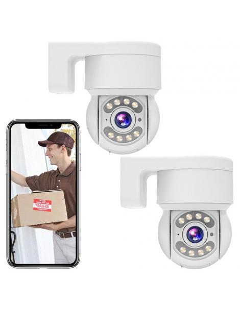 2 Pezzi TALLPOWER C48 Telecamera WiFi per esterni HD 2K 4MP visione notturna inclinazione panoramica a 360° Fino al 50% di sconto