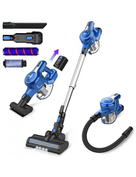 INSE S6 Aspirapolvere portatile a batteria 25 Kpa 2500 mAh Batteria agli ioni di litio Motore avanzato Brushless 250W - Blu Fino al 65% di sconto