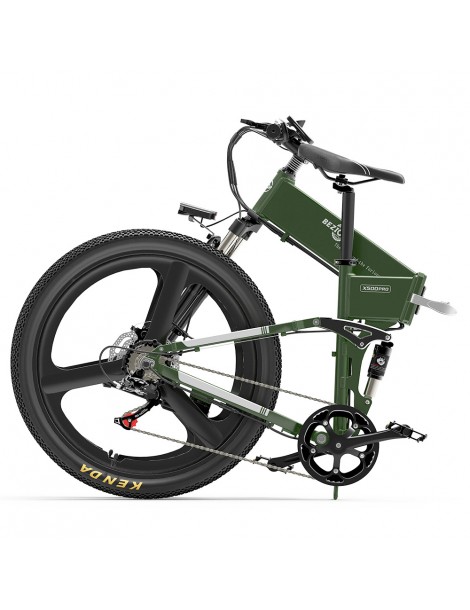 BEZIOR X500 PRO Mountain Bike Elettrica Pieghevole Pneumatico 26*1.95 Pollici Motore 500W Batteria 10.4Ah - Verde Militare Offerta temporanea