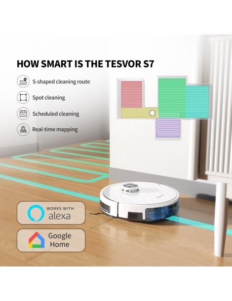 Tesvor S7 Pro Robot Aspirapolvere con Funzione Mop Aspirazione 6000Pa Navigazione Laser Pattumiera 600ml Bestseller