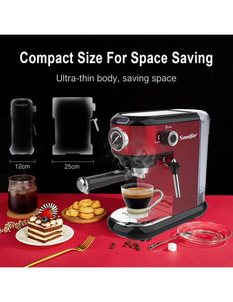Sonifer SF3558 1450W Caffettiera elettrica per caffè espresso pompa a 15 bar cappuccinatore con schiuma di latte Trasporto libero internazionale