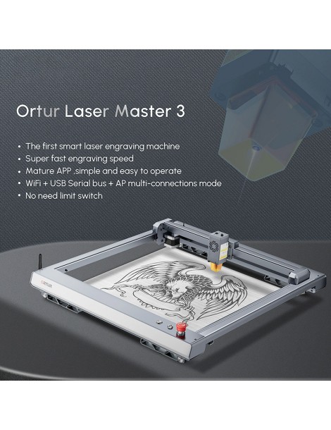ORTUR Laser Master 3 Incisore laser 10W con Modulo Laser LU2-10A Arresto di Emergenza 20.000mm/min 400mmx400mm Duty-free