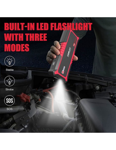 GOOLOO GP2000 avviatore di emergenza per auto con picco di 2000A Jump Box da 12V alimentatore da 19800mAh - Rosso 2025