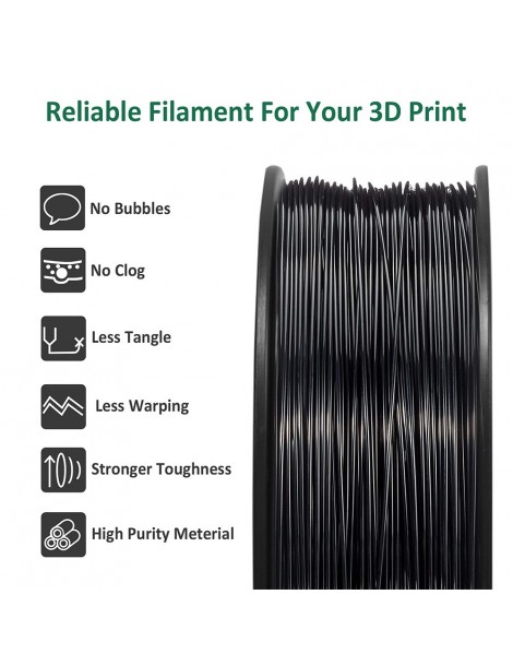Geeetech Filamento ABS per stampante 3D precisione dimensionale 1 75 mm /- 0 03 mm Bobina da 1 kg (2 2 libbre) - nero In Linea
