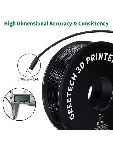 Geeetech Filamento ABS per stampante 3D precisione dimensionale 1 75 mm /- 0 03 mm Bobina da 1 kg (2 2 libbre) - nero In Linea
