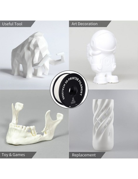 Geeetech Filamento ABS per stampante 3D precisione dimensionale 1 75 mm /- 0 03 mm Bobina da 1 kg (2 2 libbre) - Bianco Nuovo