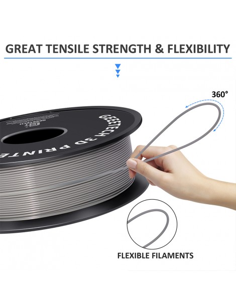 Filamento PLA Geeetech per stampante 3D precisione dimensionale 1 75 mm /- 0 03 mm Rocchetto da 1 kg (2 2 libbre) - Grigio Qualità