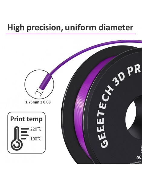 Filamento PLA Geeetech per stampante 3D precisione dimensionale 1 75 mm /- 0 03 mm Bobina da 1 kg (2 2 libbre) - Viola Vendita