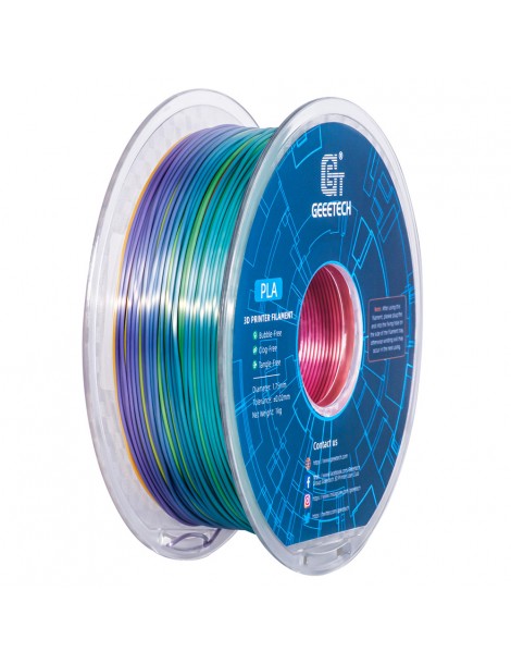 Geeetech Filamento PLA di seta per stampante 3D precisione dimensionale di 1 75 mm /- 0 03 mm Bobina da 1 kg - Arcobaleno Pezzi Unici