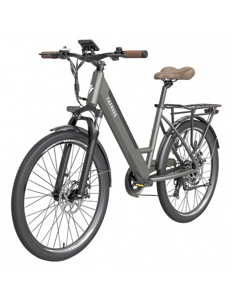 FAFREES F26 Pro 26'' E-Bike da città passo-passo 25 Km/h Motore 250W 36V 10Ah Batteria incorporata rimovibile-Grigio Flash Sale
