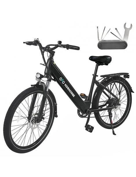 Kornorge C7 Bicicletta elettrica motore da 350W batteria da 36V/12 5Ah pneumatici da 26 pollici autonomia di 50km - Nero Fornitura limitata