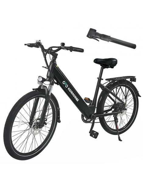 Kornorge C7 Bicicletta elettrica motore da 350W batteria da 36V/12 5Ah pneumatici da 26 pollici autonomia di 50km - Nero Fornitura limitata