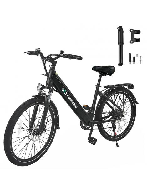 Kornorge C7 Bicicletta elettrica motore da 350W batteria da 36V/12 5Ah pneumatici da 26 pollici autonomia di 50km - Nero Fornitura limitata