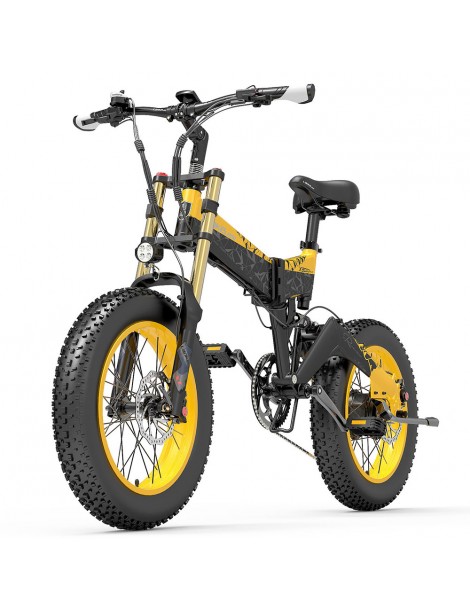 LANKELEISI X3000 Plus Bicicletta elettrica pieghevole Big Fork 48V 1000W Motore 17.5Ah Batteria - Nero e giallo Offerta natalizia