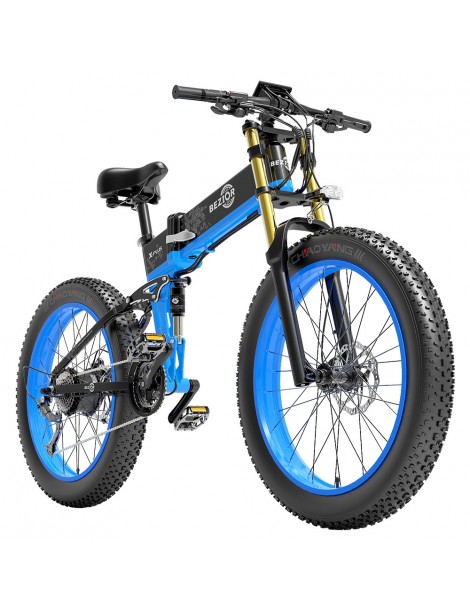 BEZIOR X-PLUS Electric Bike 1500W Motor 48V 17.5Ah Battery 26*4.0 Tire Mountain Bike 40 km/h Max Speed 200kg Load - Blue Offerta San Valentino
