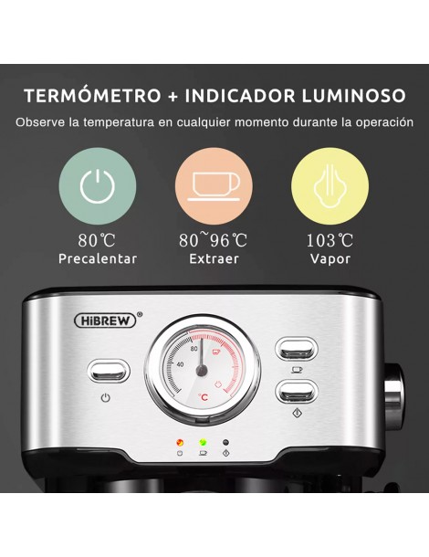 HiBREW H5 1050W Macchina da caffè 20 Bar Semi-Auto Cappuccino Espresso Capacità 1 5L Display temperatura Sostegno trimestrale
