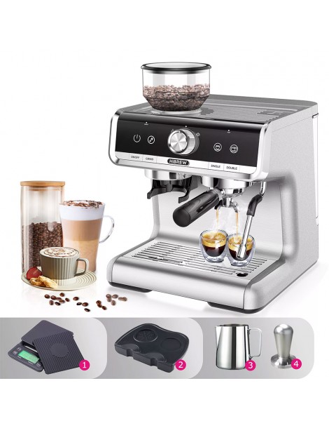 HiBREW H7 1550W Macchina da caffè 19Bar 2.8L Capacità d'acqua Caffettiera con Latte Cup Powder Tamper Scala elettronica Super sconto