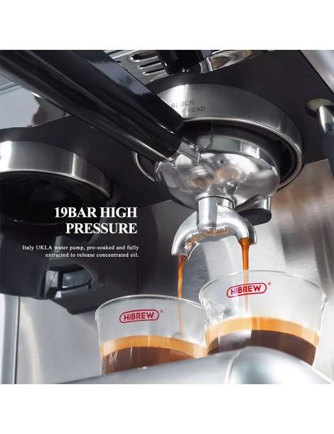 HiBREW H7 1550W Macchina da caffè 19Bar 2.8L Capacità d'acqua Caffettiera con Latte Cup Powder Tamper Scala elettronica Super sconto