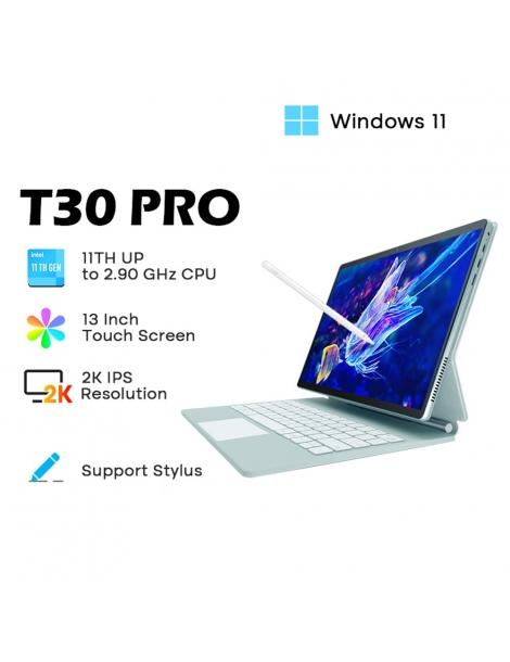 DERE T30 PRO 2-in-1 Laptop 13 pollici 2K IPS Touch Screen Tablet PC/Tastiera magica Penna stilo 16GB DDR4 512GB SSD - Verde Bestseller