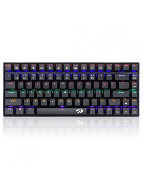 K629-KB 75% Arcobaleno LED retroilluminazione tastiera meccanica da gioco 84 tasti interruttore blu-nero ACQUISTA ORA