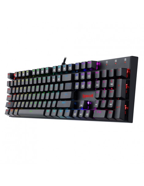 Tastiera meccanica cablata a 104 tasti K565-RGB Retroilluminazione RGB Layout USA Base in alluminio Interruttore rosso - Nero Ultimi due giorni