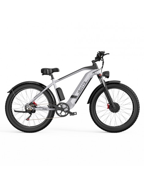 DUOTTS F26 26*4.0 Inch Bicicletta elettrica con pneumatici grassi doppio motore 750W*2 batteria LG 17.5Ah - Argento Duty-free