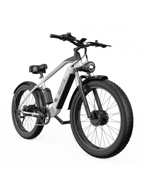 DUOTTS F26 26*4.0 Inch Bicicletta elettrica con pneumatici grassi doppio motore 750W*2 batteria LG 17.5Ah - Argento Duty-free