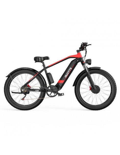 DUOTTS F26 26*4.0 Inch Bicicletta elettrica con pneumatici grassi doppio motore 750W*2 batteria LG 17.5Ah - Nero 50% di sconto per tempo limitato
