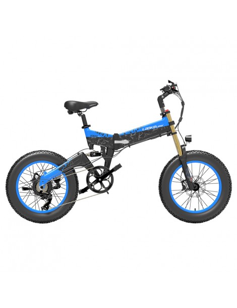 LANKELEISI X3000 Plus Bicicletta elettrica pieghevole Big Fork 48V 1000W Motore 17.5Ah Batteria - Nero e Blu Soddisfazione Garantita
