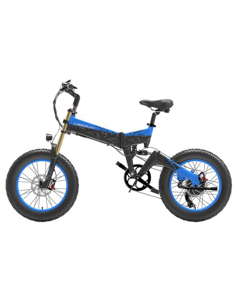 LANKELEISI X3000 Plus Bicicletta elettrica pieghevole Big Fork 48V 1000W Motore 17.5Ah Batteria - Nero e Blu Soddisfazione Garantita