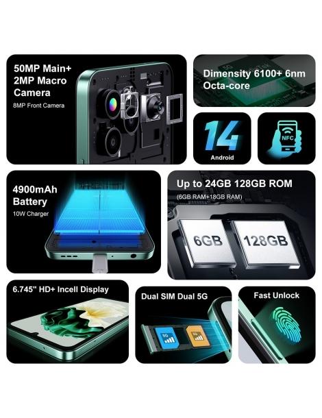 FOSSiBOT S1 5G 6GB+128GB Smartphone schermo da 6 745 pollici fotocamera da 50MP NFC GPS Android 14 - Nero Offerta Giorno del Papà