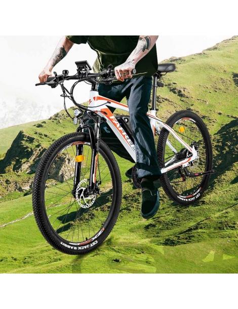 FAFREES Bici elettrica da 26 pollici 250 W con batteria agli ioni di litio da 36 V 10 Ah SHIMANO 21 velocità-Bianco Sconti VIP