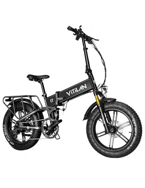 Vitilan I7 Pro 3.0 Bicicletta elettrica motore 750W 48V 20Ah pneumatico grasso 20*4.0 pollici 45km/h 80Nm 110km - Nero Officina