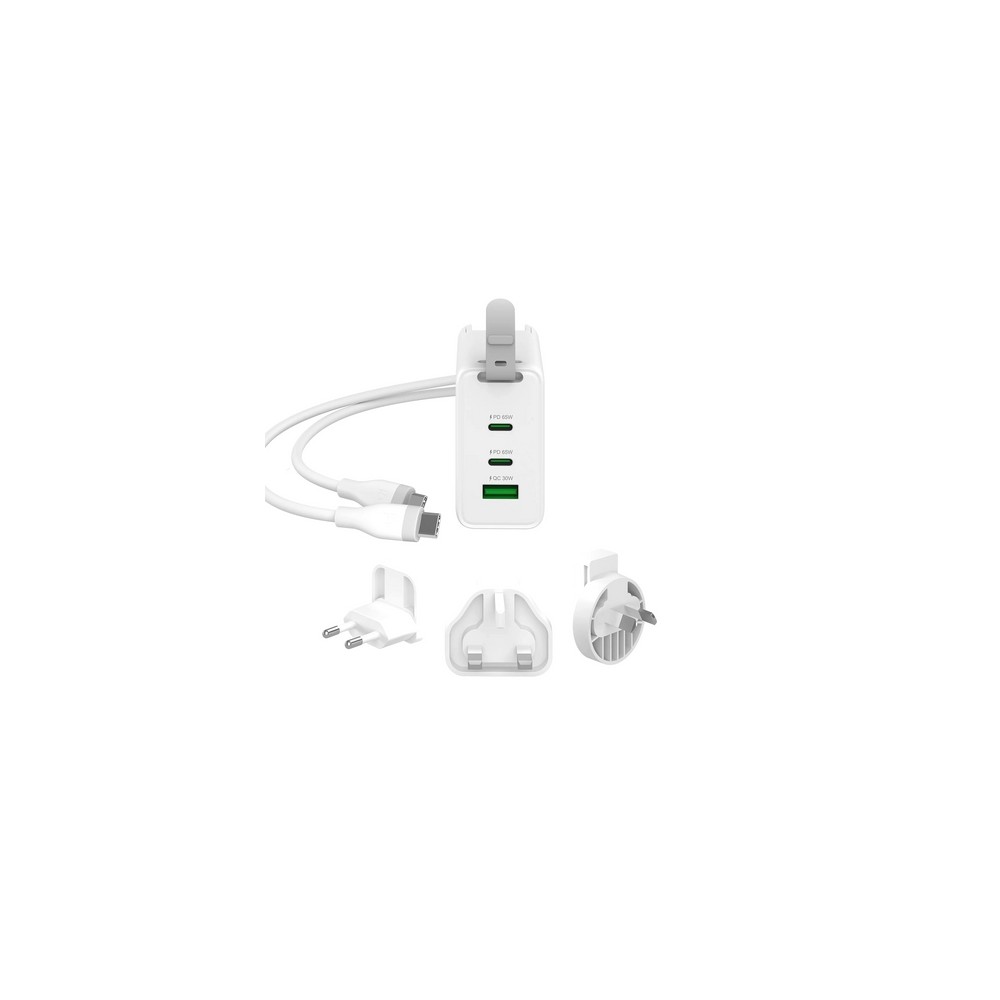 j5create 65W GaN USB-C 3-Port Traveler Charger with changeable AC plugs and USB-C cable 2025