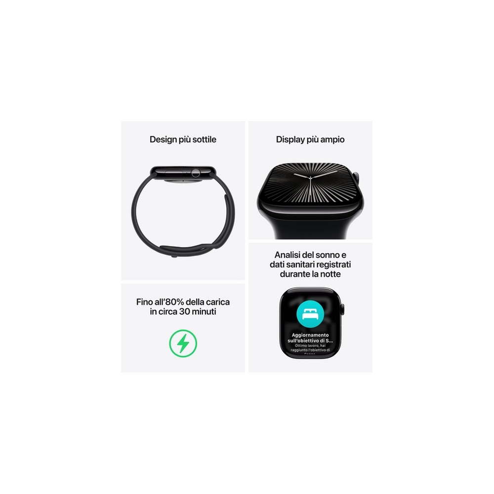 APPLE Apple Watch Series 10 GPS + Cellular 42mm Natural Titanium Case with Stone Grey Sport Band - S/M 50% di sconto con spedizione gratuita