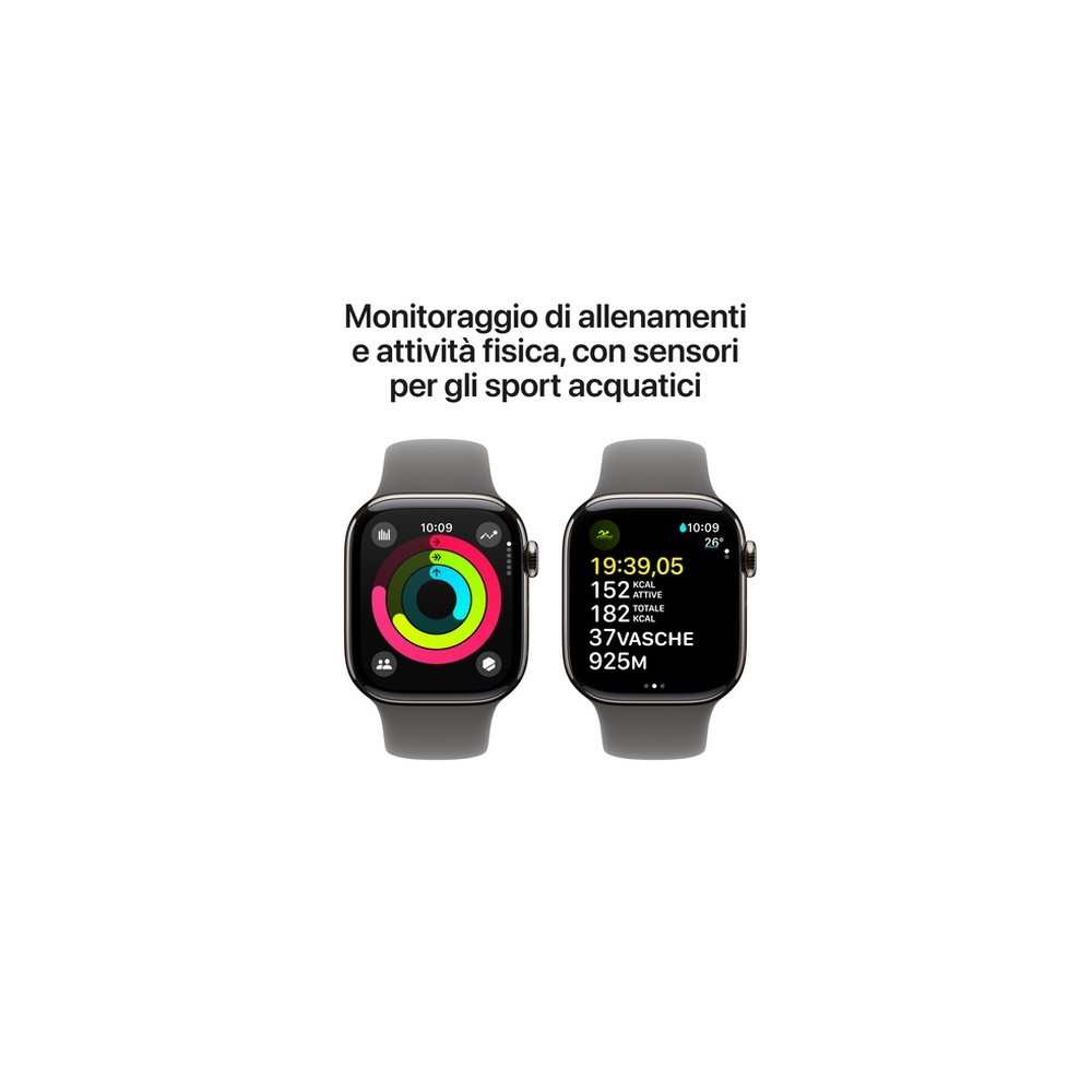 APPLE Apple Watch Series 10 GPS + Cellular 42mm Natural Titanium Case with Stone Grey Sport Band - M/L Trasporto libero internazionale