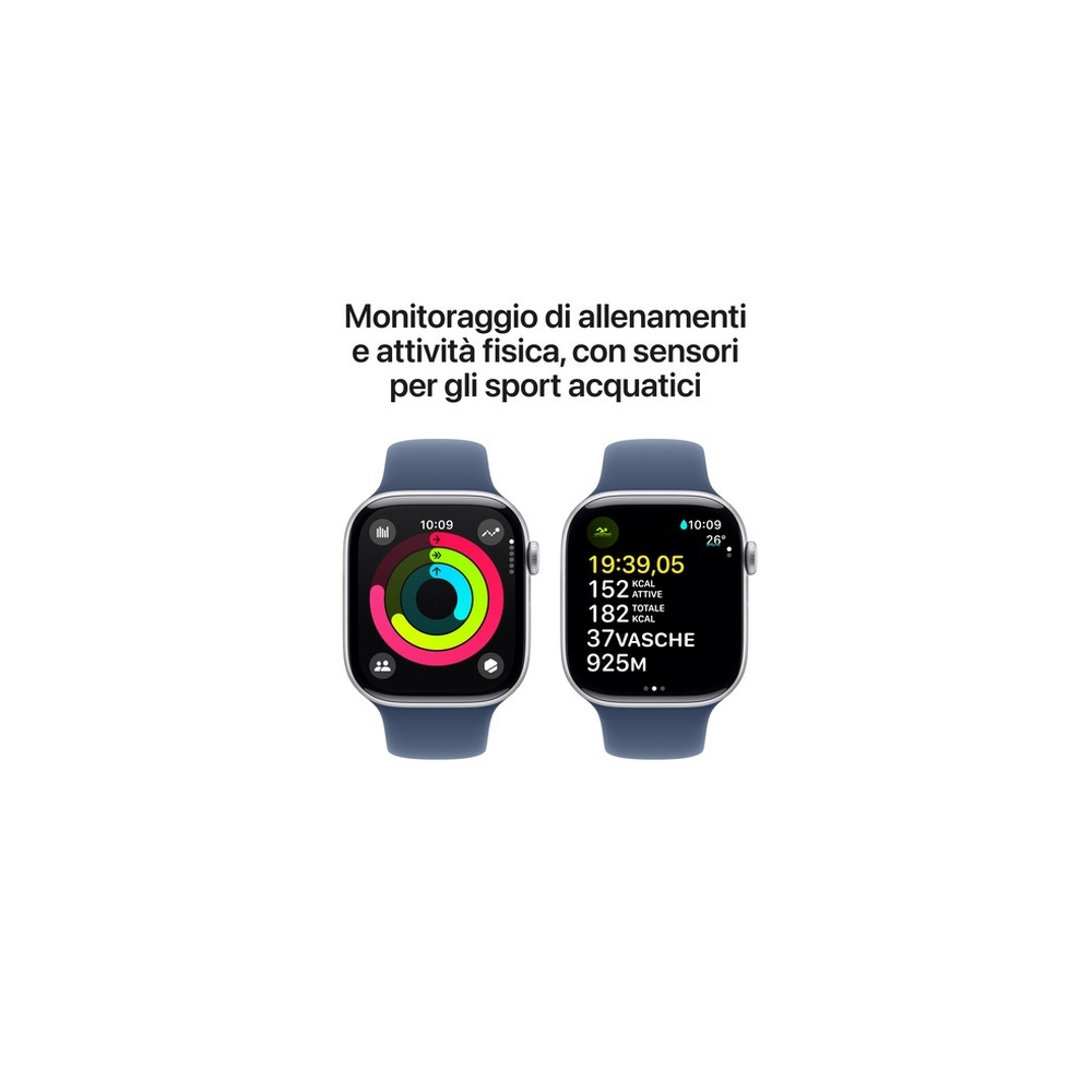 APPLE Apple Watch Series 10 GPS + Cellular 46mm Silver Aluminium Case with Denim Sport Band - S/M Black Friday Prezzi