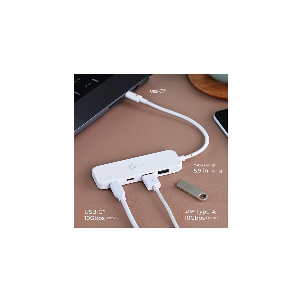 j5create Eco-Friendly USB-C to 4-Port Type-C & Type-A Gen 2 Hub Liquidazione