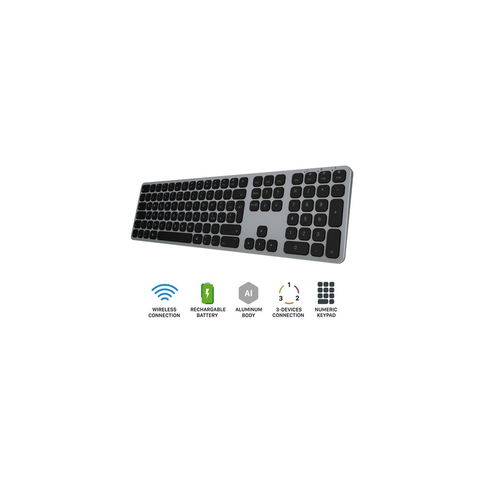 TUNIT Tastiera wireless in alluminio con tastierino numerico - Grigio Siderale ITA Sconti VIP