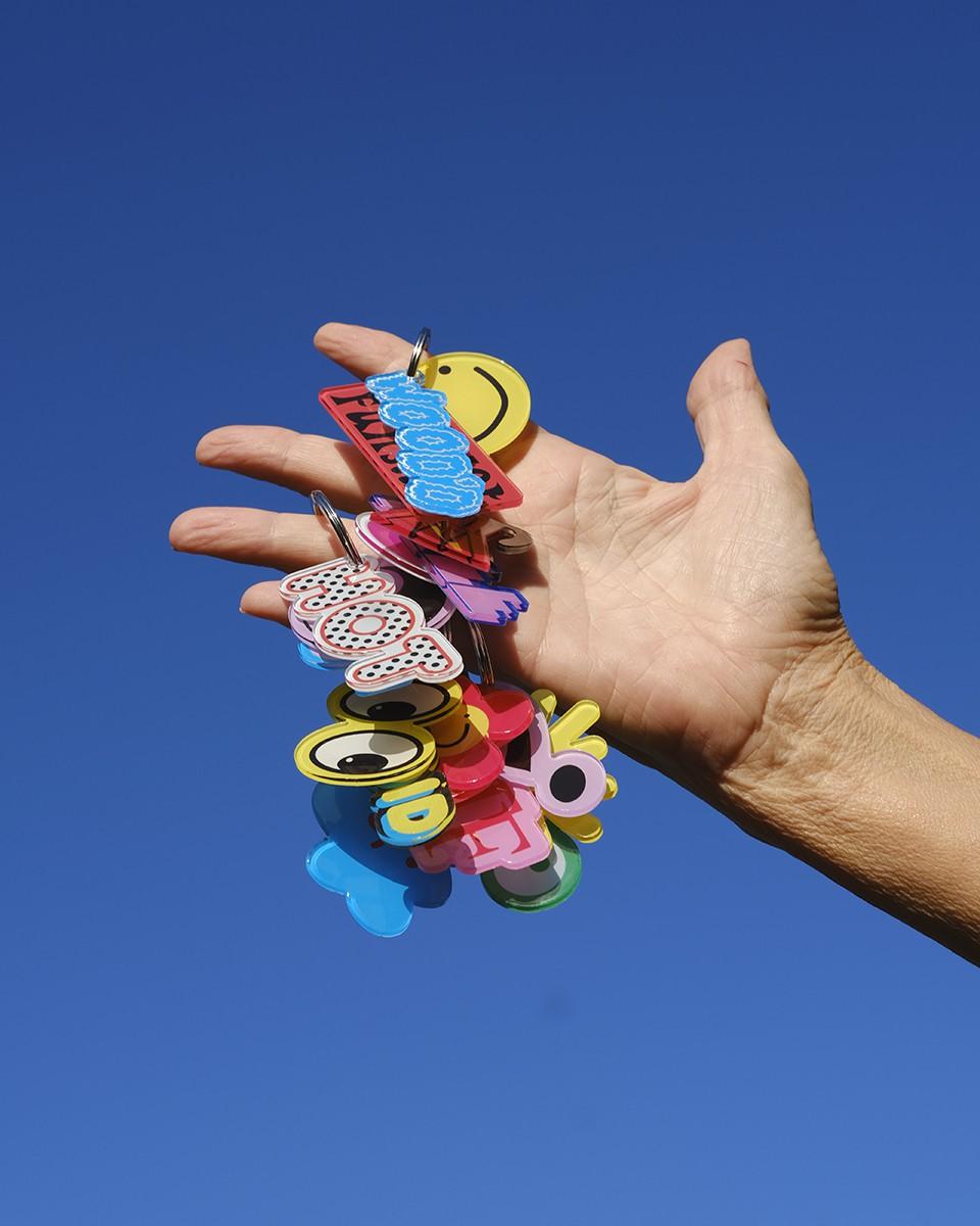 Wood'd Crazy Smile Keychain Saldi Di Fabbrica